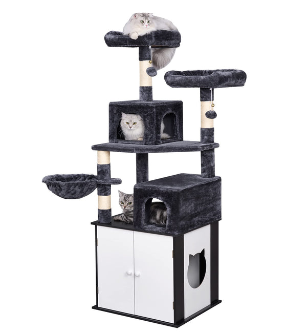 Cat Tree with Hidden Litter Box Enclosure & Large Condo