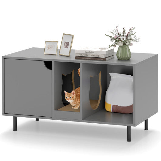 40 Inch Cat Litter Box Enclosure for 2 Cats Hidden Cat Washroom, Gray
