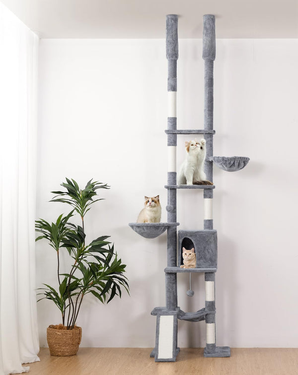 Floor-to-Ceiling 7-Level Cat Tree, Adjustable 85-114 Inch