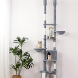 Floor to Ceiling Cat Tree Adjustable Height(85.6"-114") Cat Tower with Scratching Post Cat Condo & Cat Hammock 7-Level Tall Cat Tree Tower for Indoor Cats Kittens