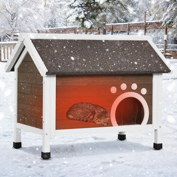 Insulated Outdoor Cat House for Multiple Cats, Brown