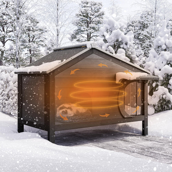 Insulated Outdoor Cat House with Openable Asphalt Roof