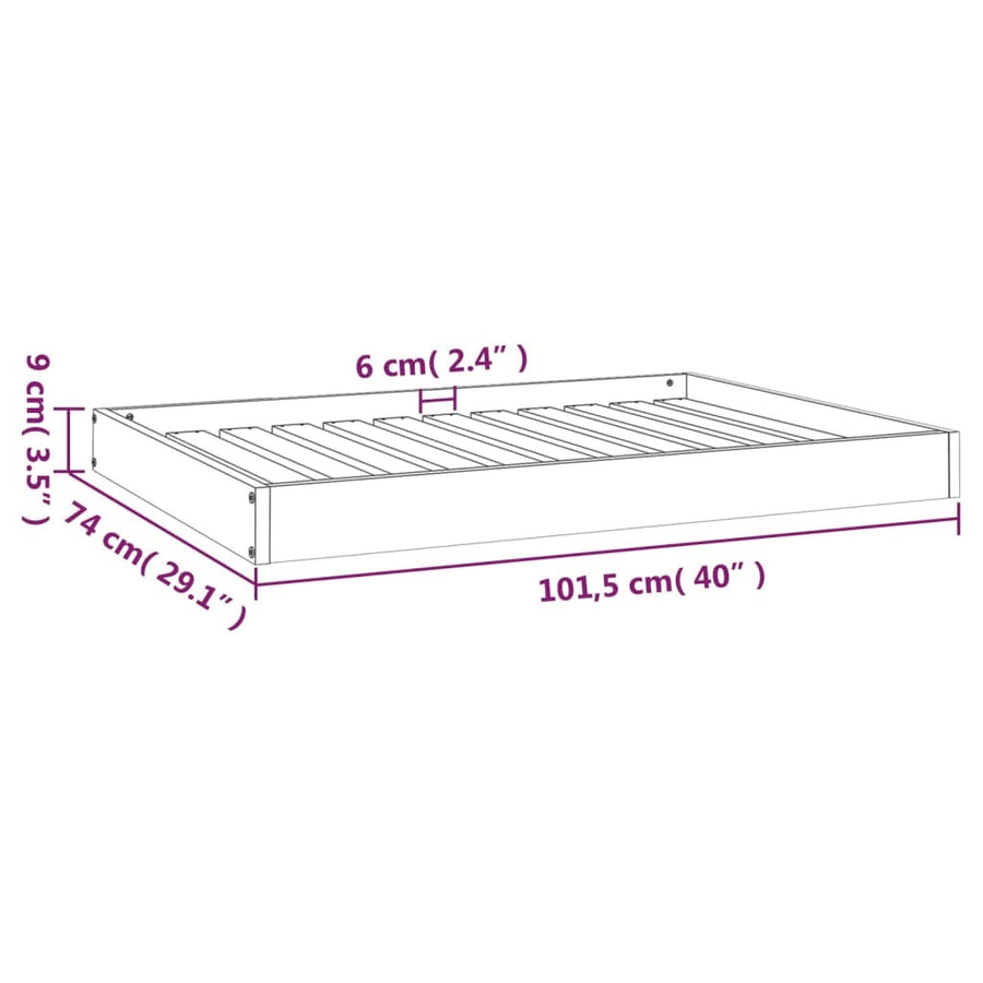 Dog Bed 40"x29.1"x3.5" Solid Wood Pine