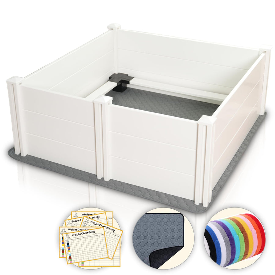Roslaemic Whelping Box for Dogs and Puppies with Rails 40" L x 40" W x 19" H Suitable for Medium/Large Dogs White