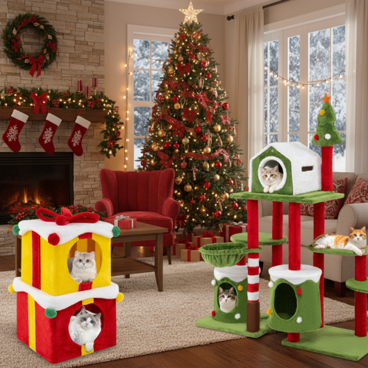 Cat Furniture Set with 58 Inch Tall Cat Tree Tower and 2 Gift