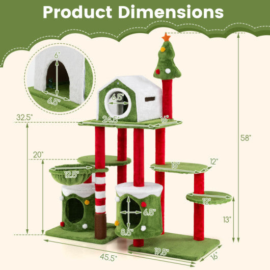 Cat Furniture Set with 58 Inch Tall Cat Tree Tower and 2 Gift