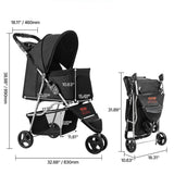 Pet Stroller – 3-Wheel Foldable, 35 lb Capacity