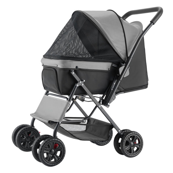 Pet Stroller – 4-Wheel Reversible Handle, 44 lb