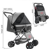 Pet Stroller – 4-Wheel Reversible Handle, 44 lb
