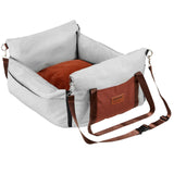 Dog Car Seat Waterproof Booster Side Handles Storage – Gray