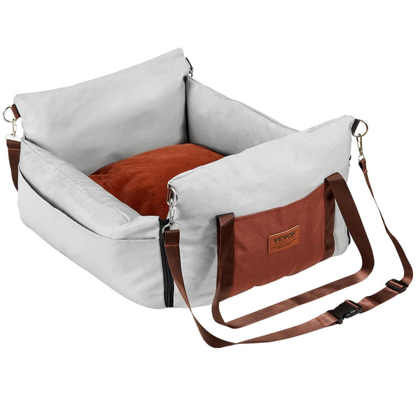 Dog Car Seat Waterproof Booster Side Handles Storage – Gray