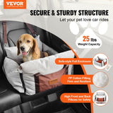 Dog Car Seat Waterproof Booster Side Handles Storage – Gray