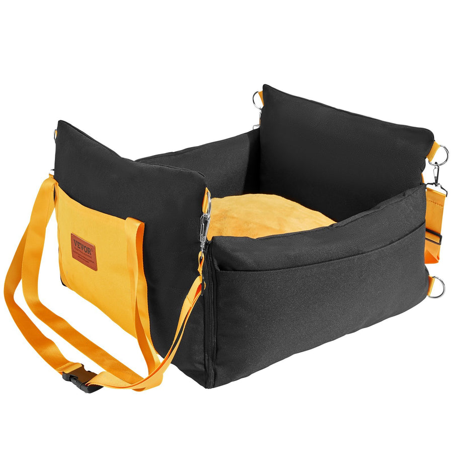 Dog Car Seat Waterproof Booster Side Handles Storage – Black