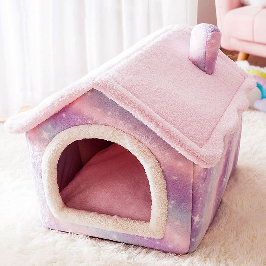 US Cat Bed Sleep House Warm Cave Dog Kennel Indoor Enclosed Tent Huts