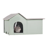 Heated Cat House Outdoor Kitty Shelter Adjustable – Green Large