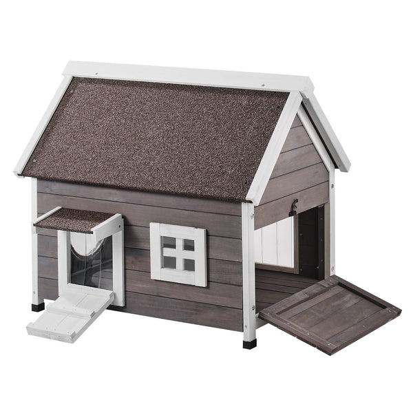 Outdoor Wooden Cat House – Side Door & Window, XL
