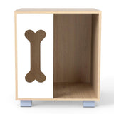 Cat Bed Side Table Wooden Cat Condo with Bone-Shape Window