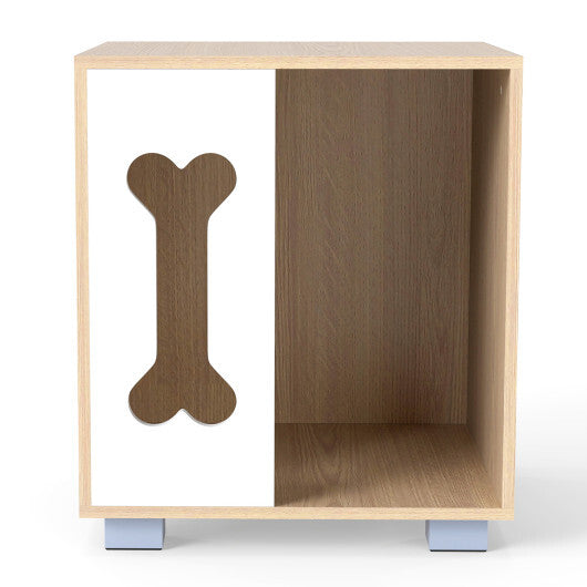 Cat Bed Side Table Wooden Cat Condo with Bone-Shape Window