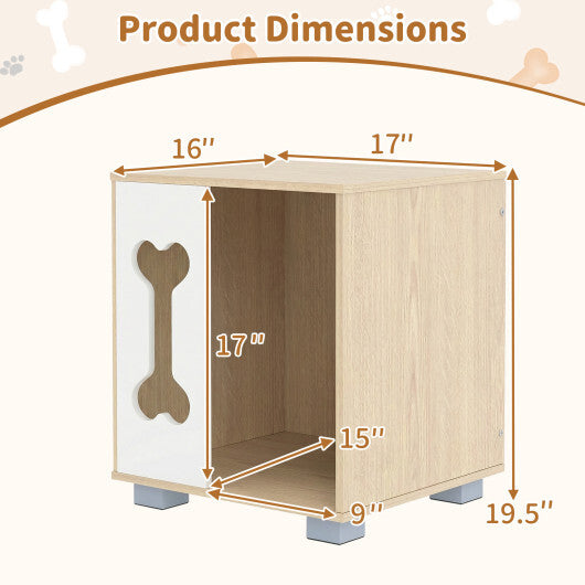 Cat Bed Side Table Wooden Cat Condo with Bone-Shape Window