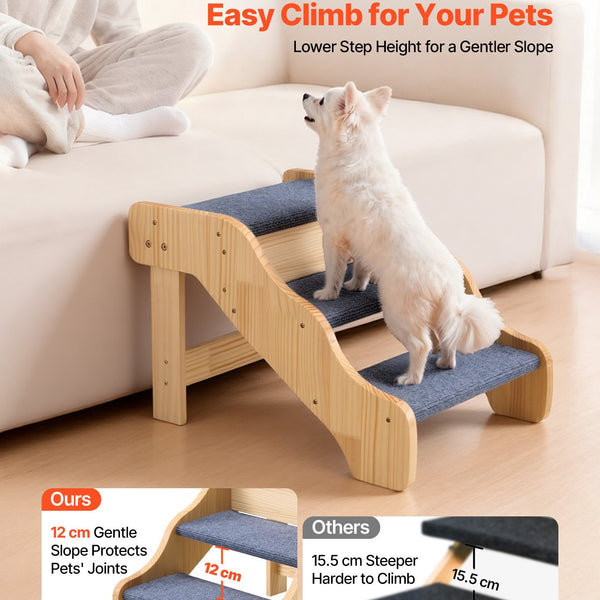 Wood Pet Stairs 3-Step Dog High Beds Sofa