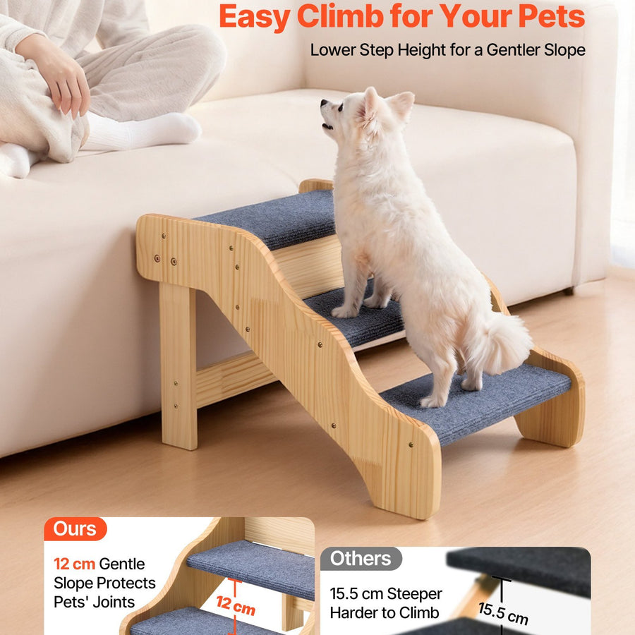 Wood Pet Stairs 3-Step Dog High Beds Sofa