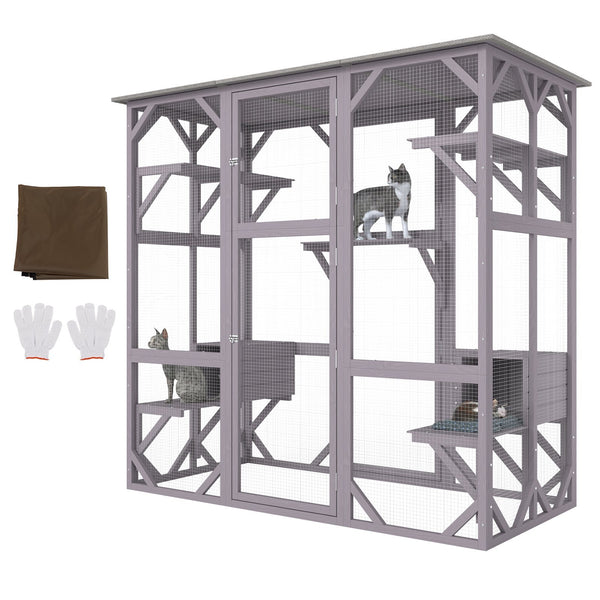 Cat House Outdoor 7-Tier Large Catio Enclosure Platforms