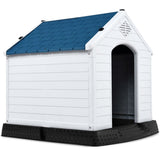Medium Size Dog House Outdoor White Blue Plastic