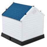 Medium Size Dog House Outdoor White Blue Plastic