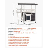Outdoor Cat House 2-Story Wooden Shelter Stairs Balcony