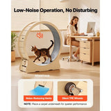 Cat Exercise Wheel, 48 in Wooden Cat Running Wheel for Indoor Cats up to 28 lbs, Cats Treadmill with Carpeted Runway & Locking Mechanism, Quiet Roller Kitten Sport Toys for Pets Fitness & Health