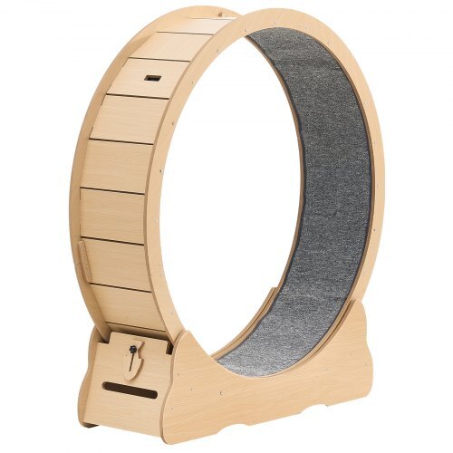 Cat Exercise Wheel, 48 in Wooden Cat Running Wheel for Indoor Cats up to 28 lbs, Cats Treadmill with Carpeted Runway & Locking Mechanism, Quiet Roller Kitten Sport Toys for Pets Fitness & Health