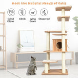 7-Layer Wooden Cat Tree Tall Cat Tower with Sisal Posts and Condo