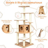 7-Layer Wooden Cat Tree Tall Cat Tower with Sisal Posts and Condo