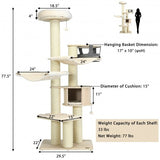 77.5-Inch Cat Tree Condo Multi-Level Kitten Activity Tower