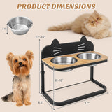 Elevated Pet Feeder with 2 Stainless Steel Bowls for Cats