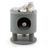 3-In-1 Cat Condo Stool Kitty Bed with Scratching Posts and Plush