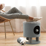 3-In-1 Cat Condo Stool Kitty Bed with Scratching Posts and Plush