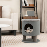 3-In-1 Cat Condo Stool Kitty Bed with Scratching Posts and Plush