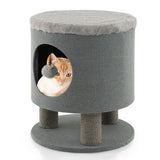 3-In-1 Cat Condo Stool Kitty Bed with Scratching Posts and Plush