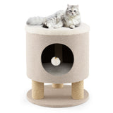 3-In-1 Cat Condo Stool Kitty Bed with Scratching Posts and Plush