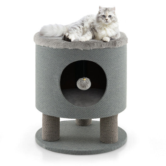 3-In-1 Cat Condo Stool Kitty Bed with Scratching Posts and Plush
