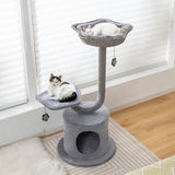 42 Inch Tall Cat Tower with Curved Metal Supporting Frame