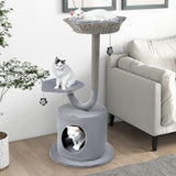 42 Inch Tall Cat Tower with Curved Metal Supporting Frame