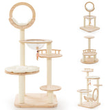 4-In-1 Large Wooden Cat Tower with Space Capsule Nest