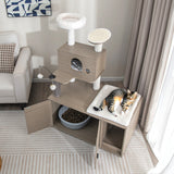 2-In-1 Modern Cat Tower with Litter Box Enclosure for Indoor Cars