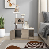 2-In-1 Modern Cat Tower with Litter Box Enclosure for Indoor Cars