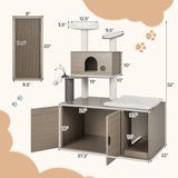 2-In-1 Modern Cat Tower with Litter Box Enclosure for Indoor Cars