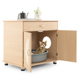 Cat Litter Box Enclosure with Sisal Scratching Doors, Natural