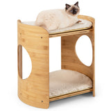 2-Tier Cute Small Cat Tree for Indoor Cats with Natural