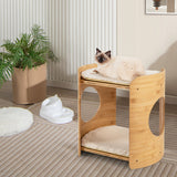 2-Tier Cute Small Cat Tree for Indoor Cats with Natural